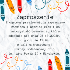 Zaproszenie na ślubowanie 